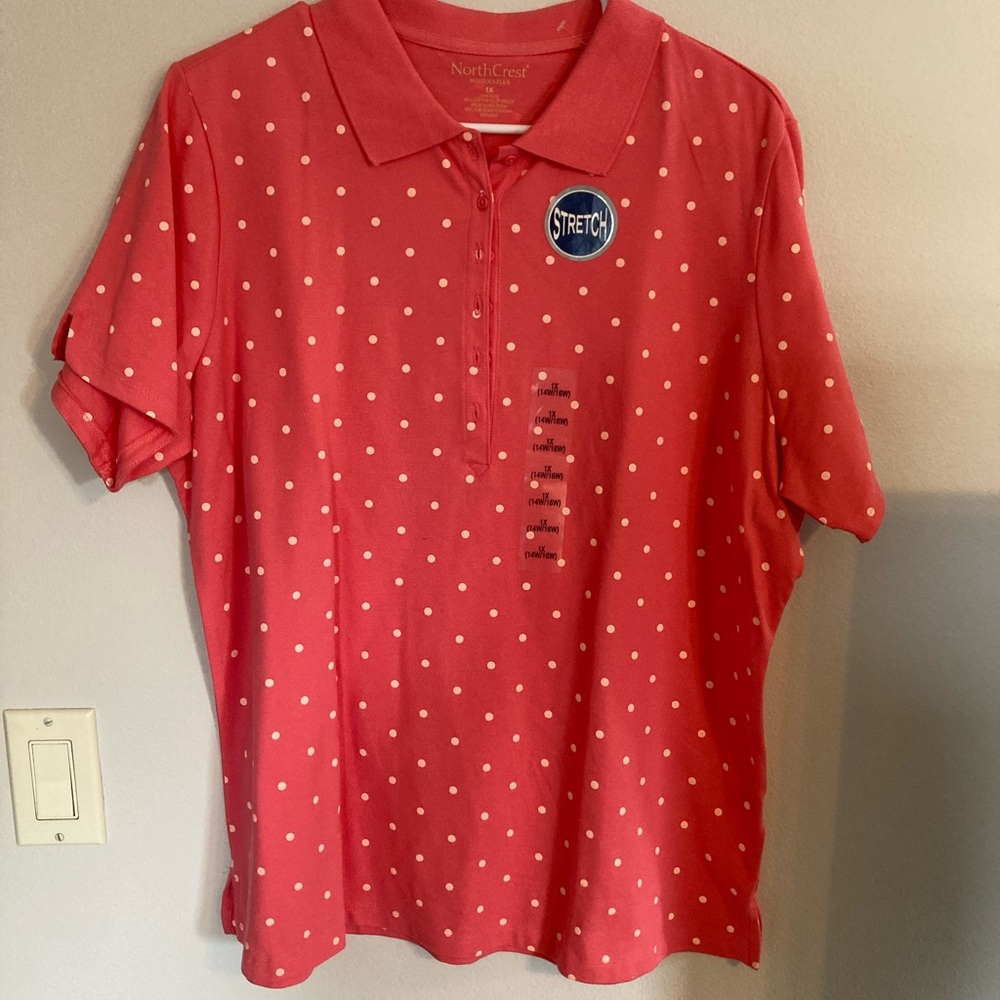 Northcrest Coral Polka Dot Polo Shirt